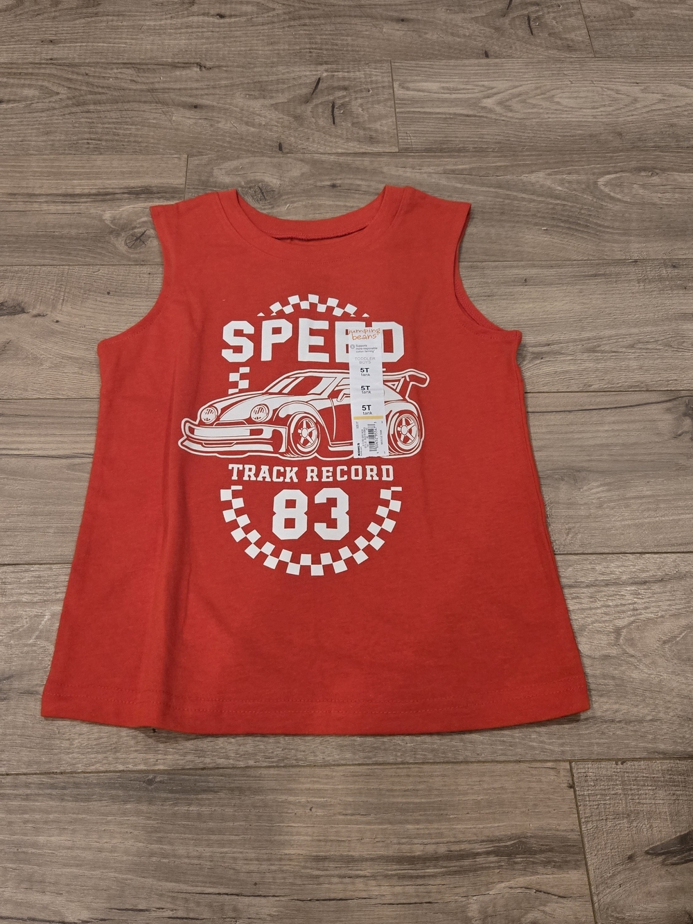 🌻 NWT Jumping Beans Boys Red Speed Racing Muscle Tank Top Size 5T